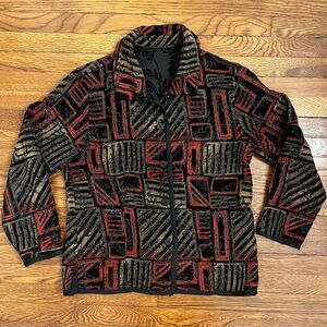 Vintage Asian Geometric Patterned Reversible Jacket